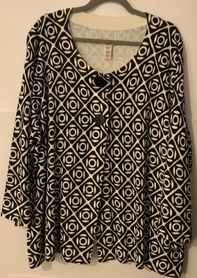 Nuevo con etiquetas Cárdigan Covington 2 Botones 24-26W Suéter Negro/Blanco Envío Gratis Foto 1 de 3