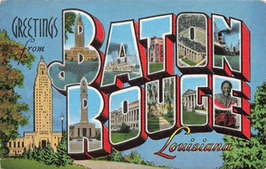 Postcard Large Letter Greetings from Baton Rouge Louisiana LA 1952 - Picture 1 of 2