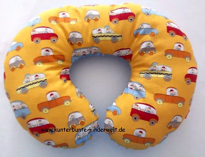 FINN & FINCHEN Nackenstütze Nackenhörnchen Autoracing Nackenkissen mit lustigen Autos gelb