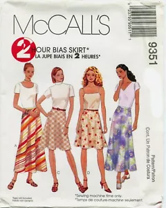 McCalls 9351 Skirts Misses 2 Hour Bias Sewing Pattern Uncut - Picture 1 of 2