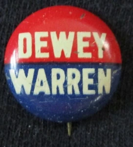 DEWEY WARREN Political Pin 3/4" 1948 pinback GOOD - Picture 1 of 2
