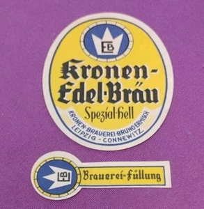 ERMISCH KRONENBRÄU LEIPZIG - 5x BIER ETIKETT "KRONEN-EDELBRÄU" 40er Jahre RARR - Bild 1 von 2