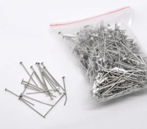 LOT of 180 DARK SILVER NAIL RODS FLAT HEAD 28mm NICKEL FREE beads jewelry - Picture 1 of 1