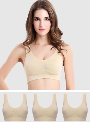Seamless Comfort Unpadded Bra Pack of 3 Sleep Stretch Nude UK 8-20 - Image 1 of 4