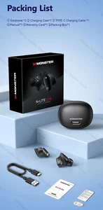 Monster N-Lite 206 Ture Wireless Headphones In-Ear Invisible Bluetooth Earbuds A - Picture 1 of 18