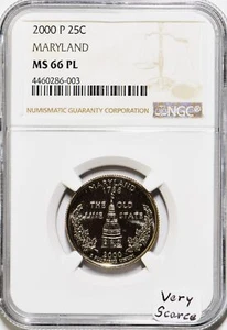 2000-P Maryland Quarter NGC MS-66 PL; Very Scarce - Picture 1 of 6