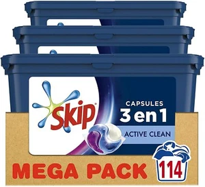 Skip Ultimate Lessive Capsules Trio Active Clean, Capsules 3en1 Méga Pack 114 La - Foto 1 di 1