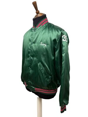 Halloway varsity Jacket Size M/L Vintage OverCoatMetalic Green Baseball Mens 80s - Image 1 of 4