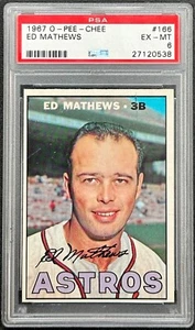 O-PEE-CHEE 1967 béisbol Eddie Matthews #166 PSA 6 EX-MT - Imagen 1 de 2