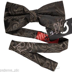 Brown 100% Micro Fiber Paisley Pre-tied Bow tie Wedding Formal Party Prom - Picture 1 of 1