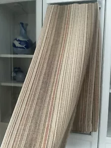 Vintage 1970s Brown Stripe Curtains - Neutral Tones Woven Cloth L54" W48" - VGC - Picture 1 of 5