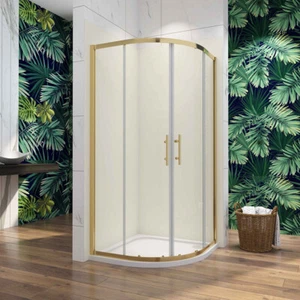 Aica 800x800mm Brushed Gold Quadrant Shower Enclosure Cubicle Tray optional - Picture 1 of 10
