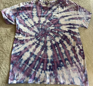 NEW Gildan Men’s Women’s Purple Blue Spiral Tie Dye Short Sleeve Shirt Large - Picture 1 of 7
