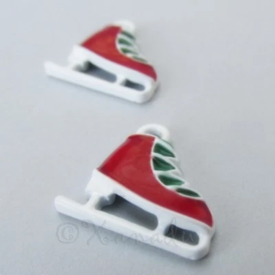 Dijes para patines de hielo - Colgantes de esmalte de Navidad de invierno de 18 mm C7351 - 2, 5 o 10 piezas Foto 1 de 3