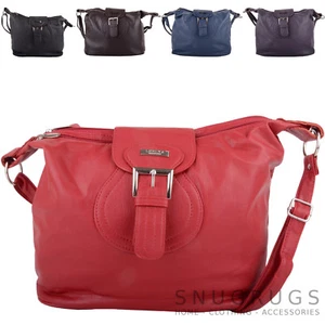 Ladies / Womens Faux Leather Shoulder / Hand Bag with Multiple Pockets - Picture 1 of 16