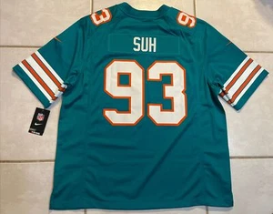 NWT NIKE Miami Dolphins Ndamukong Suh NFL THROWBACK STITCHED Jersey Men's 2XL - Picture 1 of 15