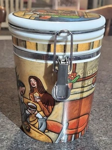 BOURBONNIERE JOIE De VIVRE CAFE Coffee Canister Locking Lid 26oz 6.5" Tall - Picture 1 of 9