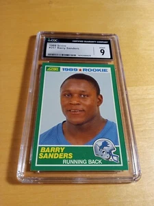 1989 Score #257 BARRY SANDERS CGC 9 #A Detroit Lions ROOKIE Football Card, HOF. - Picture 1 of 2