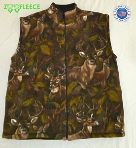 ZooFleece Deer Buck Camouflage Bodywarmer Hunting Brown Hunt Animal Vest S-3X - Picture 1 of 2