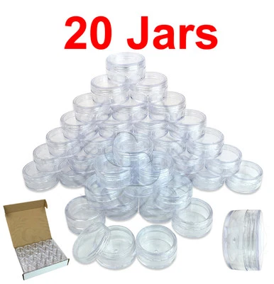 20 Packs 10 Gram/10ML High Quality Cream Cosmetic Sample Clear Jar Containers - Image 1 of 4