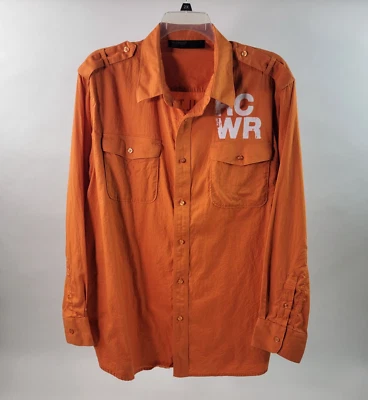 Rocawear Mens Shirt Size 3XL Orange Button Front Epaulettes L/S Logo Pockets - Image 1 of 4