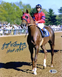 JORGE VELASQUEZ SIGNED AUTOGRAPHED 8x10 PHOTO + HOF ALYDAR JOCKEY BECKETT BAS - Picture 1 of 2