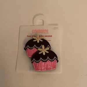 Gymboree Girls Pink Brown Cupcake Hair Clips New - Picture 1 of 3