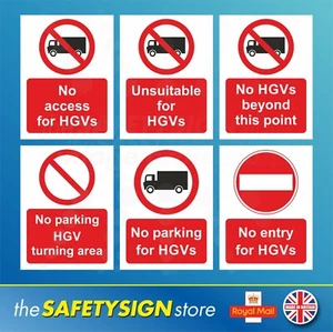 No HGVs Beyond This Point Access Unsuitable Parking Entry Turning Signs Stickers - Picture 1 of 8