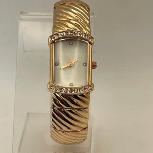 Ladies Watch Rose Goldtone Rhinestone accented Bangle New battery Working - Picture 1 of 9