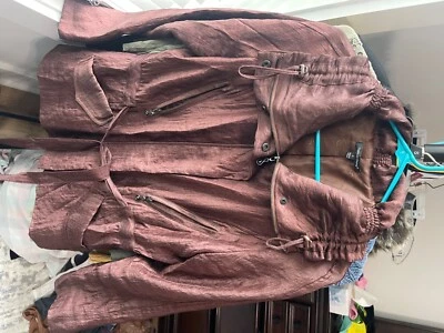 Samuel Dong Chaqueta Metalizada Color Marrón Mujer’s Elegante Chaqueta Cinturón  Foto 1 de 4