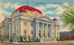First Christian Church, Tulsa, Oklahoma ~ 1940s VINTAGE LINEN POSTCARD - Picture 1 of 2