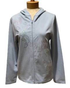 Hoodie Womens Small Adult Light Blue Sweater Full Zip Up by Decorated Originals - Picture 1 of 6