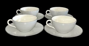 Juego de 4 Lenox L6 Gris Cupé con Borde Platino Taza Plana y Juego de Platillos Excelente - Imagen 1 de 14