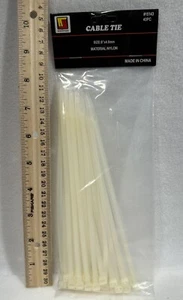 8" x 4.8mm Clear Nylon Zip Cable Ties – Lot of 40 (1 Bag) – Wellmax – NEW - Picture 1 of 2