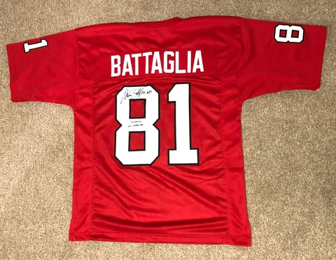 Rutgers Football Marco Battaglia #81 Signed Jersey - Bengals & Steelers Cover