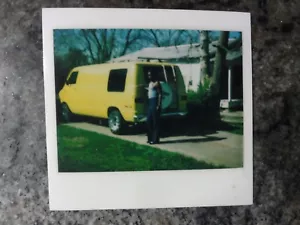 Vintage Polaroid Photo of Yellow 1970's Van With African American Dude - Picture 1 of 1