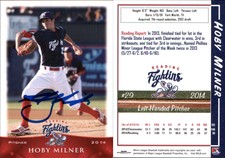Hoby Milner Signed 2014 Grandstand Reading Fightin Phils #17 Card Auto AU