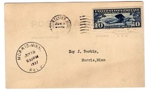 C10 Lindbergh 10c Airmail 1927 FDC U/O Sauk Center MN & Morris Real Photo PPC - Picture 1 of 2