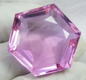 AAA+ 76.35 Ct. Large Pink Kunzite Hexagon Cut Loose Gemstone Gift for Women/Her - Picture 1 of 7