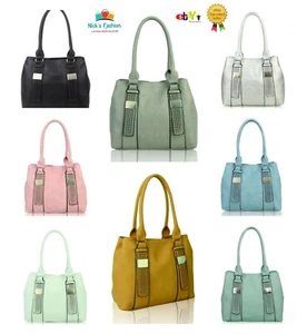 New Women's Cut-Out Twin Belts Designed Two Compartments Shoulder Bag Hand Bag - Picture 1 of 28