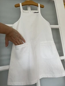 White Waffle A Line  Dress Girls 8 Mini MOD Sundress Cute Elegant Simple Basic - Picture 1 of 6