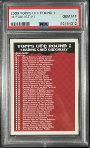 2009 TOPPS UFC ROUND ONE 1 CHECKLIST #1 PSA 10 - Picture 1 of 2