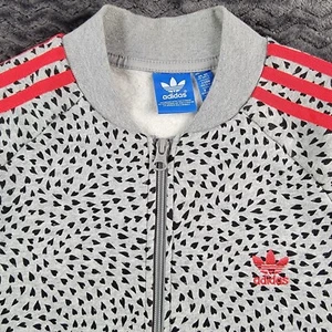 Adidas Originals Jacket Girls Youth Large Gray Red Firebird Trefiol Track Hearts - Picture 1 of 10
