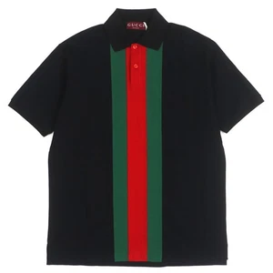 GUCCI Polo Manga Corta Negro Rojo Verde Algodón Hombre L 795810 JAPÓN - Imagen 1 de 9