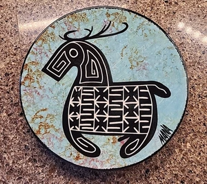 MANA Pottery Horse Plate Dish AZ MCM Teal Vintage USA Ashrama - Picture 1 of 6