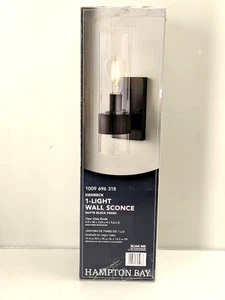 Hampton Bay Denbeck 4.5 in. W Matte Black 1-Light Sconce with Clear Glass Shade - Picture 1 of 15
