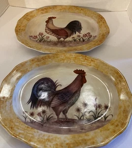 Gallo ovalado vintage y plato floral 12,5" 2 piezas Cottagecore Grannycore - Imagen 1 de 6
