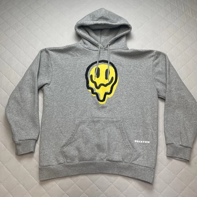 Brixton Hoodie Sweatshirt Men Medium Melting Smiley Face Long Sleeve - Image 1 of 4