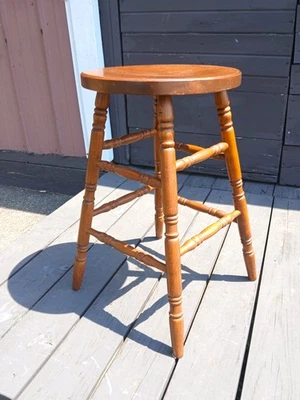 Vintage Solid Maple Kitchen Stool 1970s - Image 1 of 4