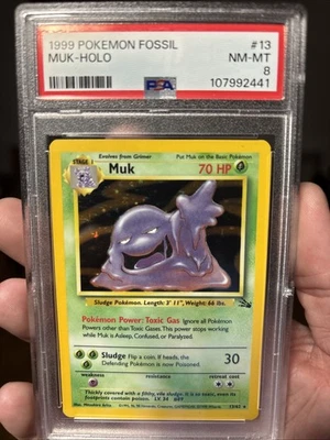 1999 Pokemon Fossil Muk Holo 13/62 PSA 8 - Image 1 of 2